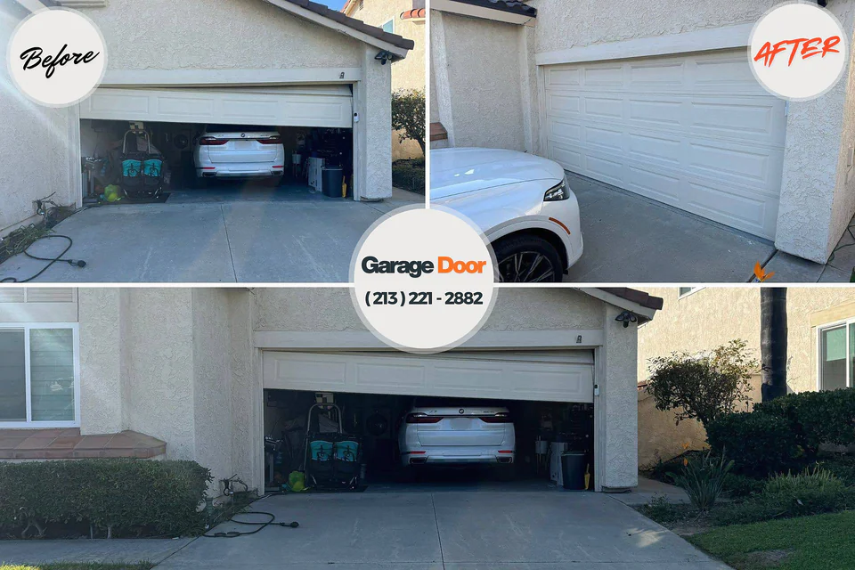 Before and after: garage door repair Heron Bay, GA